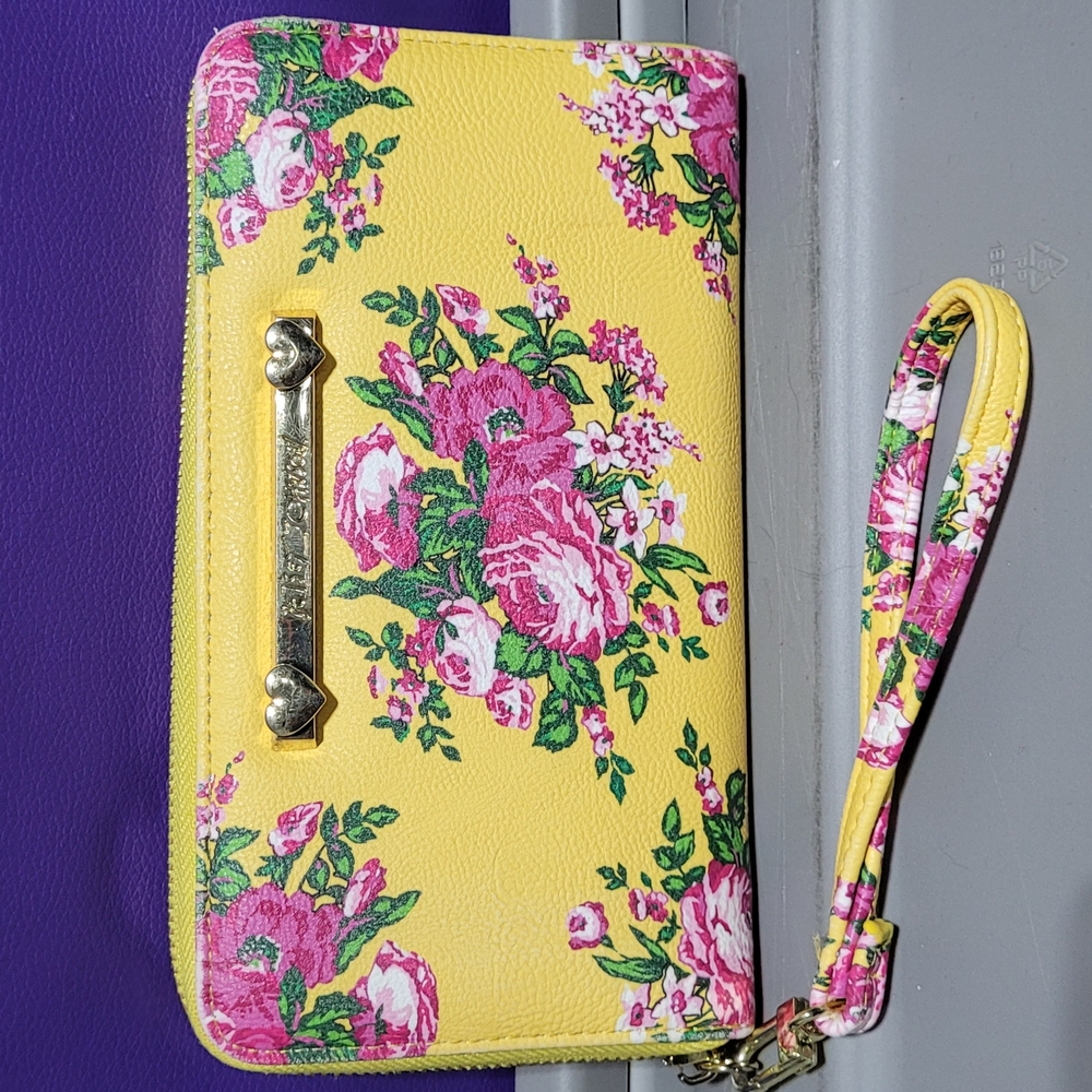 Betsy Johnson Floral Yellow Wristlet Wallet